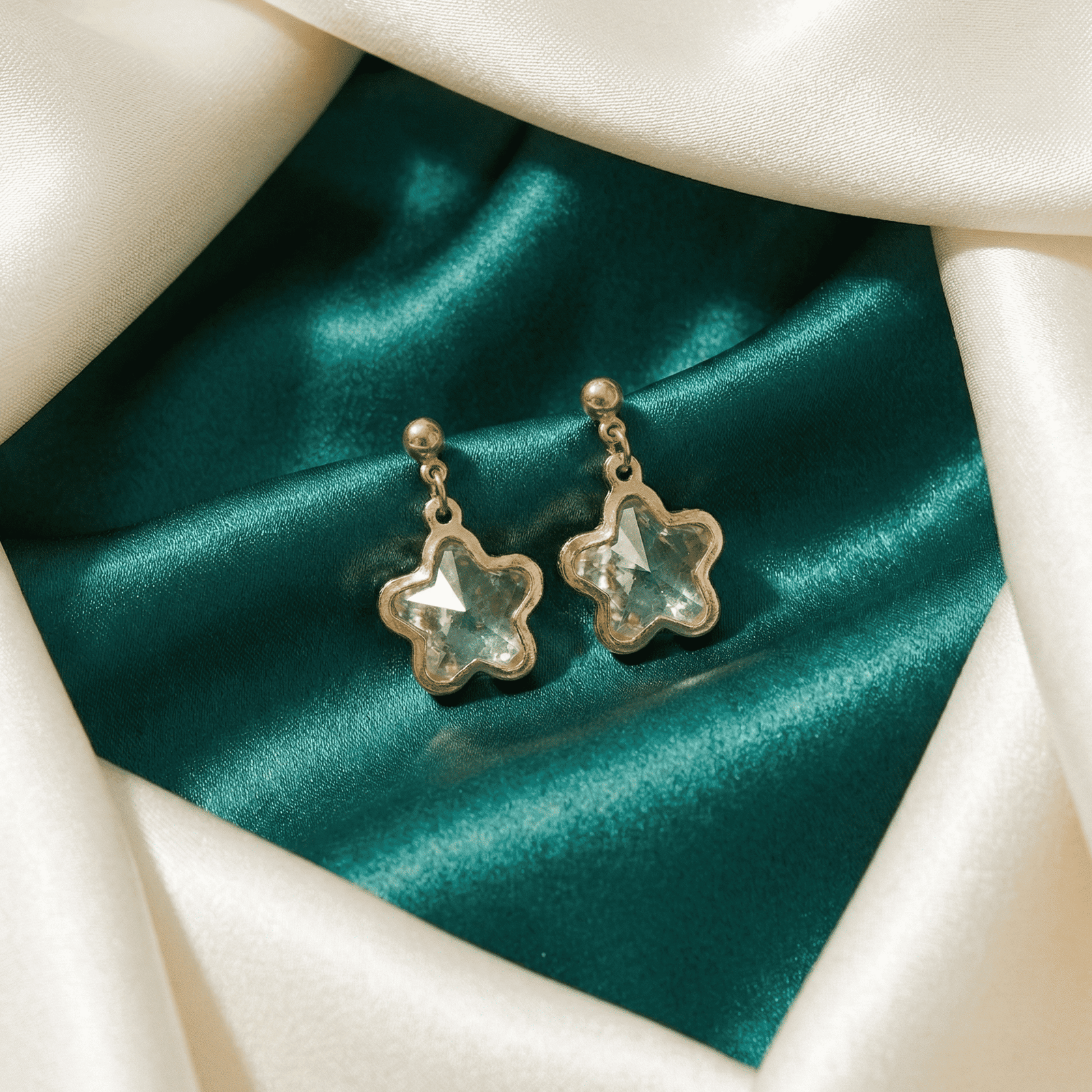 Star Shape Crystal Drop Earrings for Women