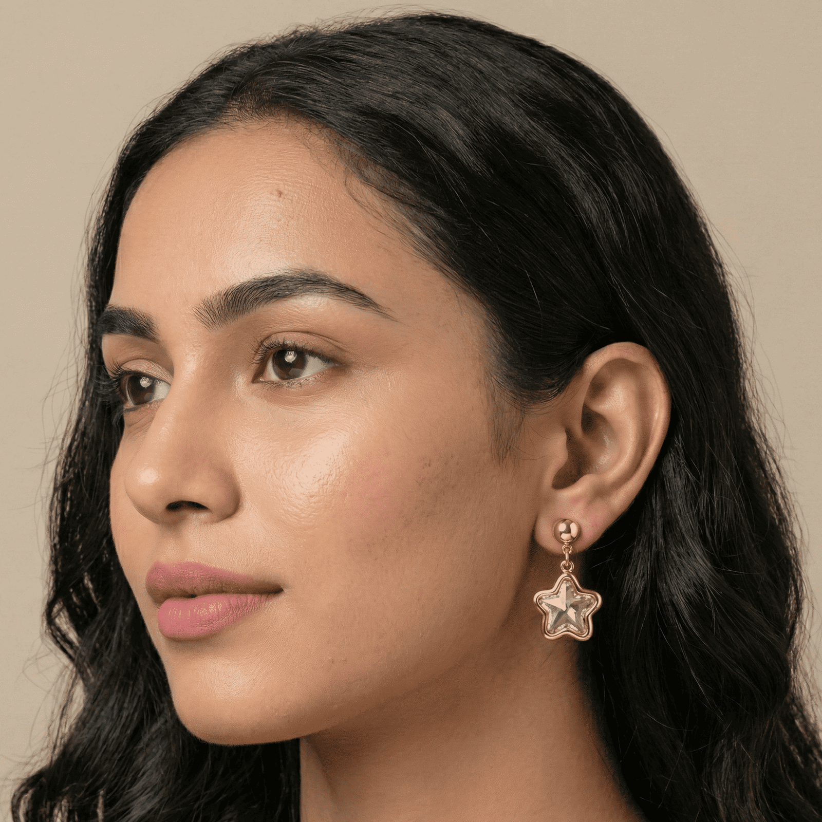 Star Shape Crystal Drop Earrings for Women