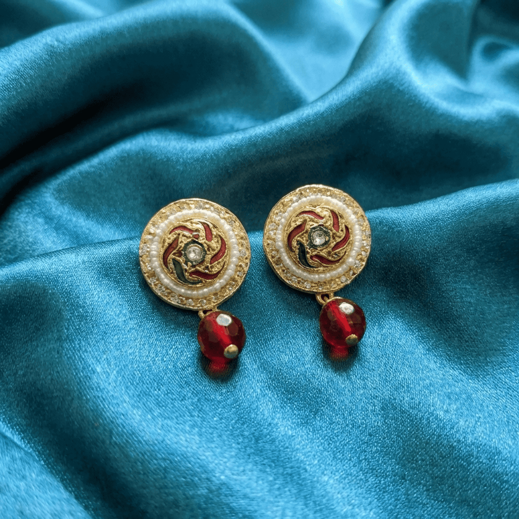 Eshanarya Traditional Pearl Choker Necklace Set with Earrings